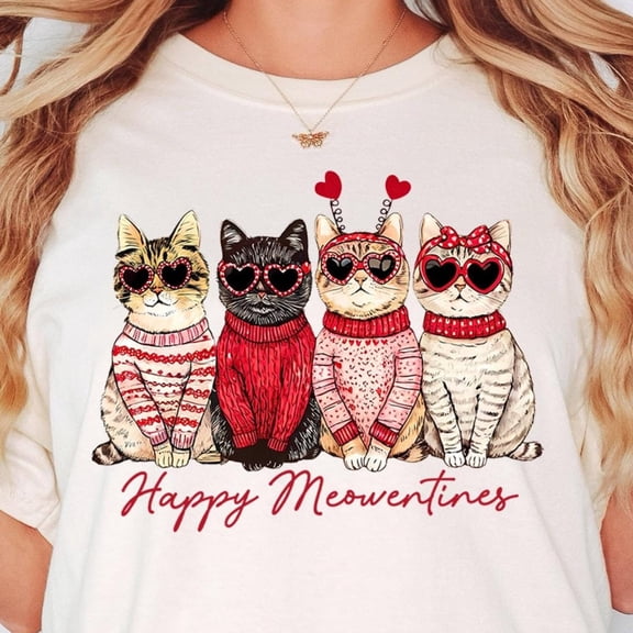 Sam Soft Valentines Cats Shirt, Cat Lover Sweater, Women Valentines Shirt, Valentines Cat Tee, Cute Gift for Cat Lover, Happy Meowentines Shirt