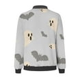 thumbnail image 4 of WXLWZYWL Womens Halloween Bomber Jacket Trendy Pumpkin Ghost Bat Spider Floral Print Casual Coat Zip Up Outerwear Windbreaker with Pockets Stand Collar Fall Clothes, 4 of 5