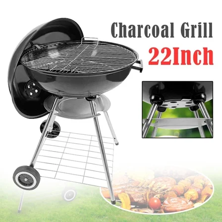 Linsen-outdoors Round Charcoal Grill For Outdoor Portable Camping Apple Smoker Grill 22inch Black