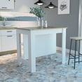 thumbnail image 4 of Tuhome Cala Kitchen Island, Four Legs, Three Shelves -White/Light Oak, 4 of 8