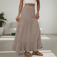 thumbnail image 5 of SOMER Skirts for Women Elastic High Waist  Maxi Skirt A-line Flowy Pleated Dressy Casual Beach Vacation Long Skirts with Pockets Brown, 5 of 7