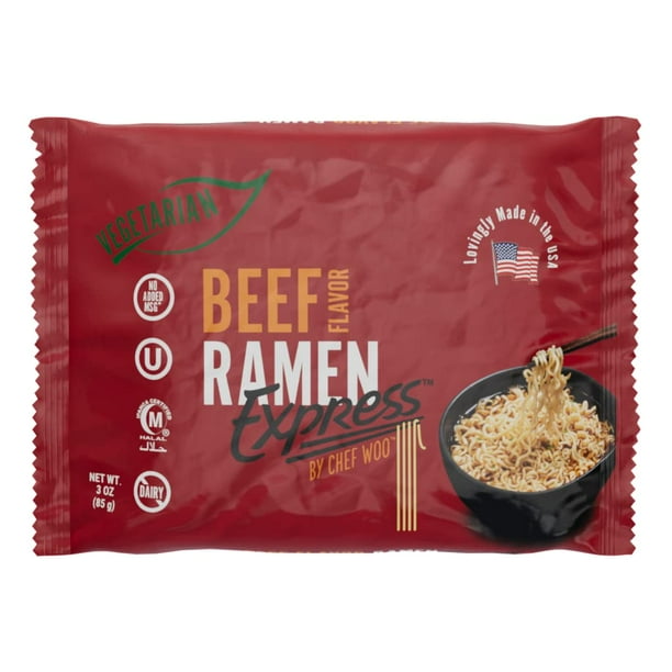 Ramen Express Beef Flavor Ramen Noodle by Chef Woo, Vegan, Halal