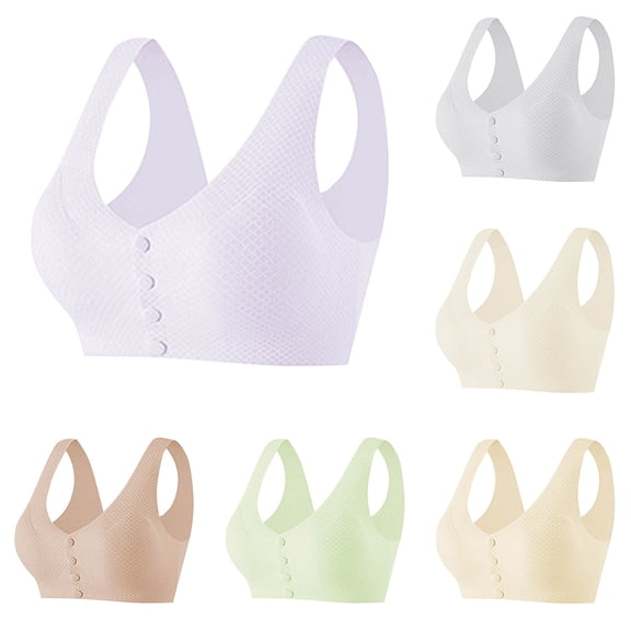 EaskTriop Bras for Older Women Front Closure No Underwire Full Coverage Senior Bras Wireless Comfort Bralette Seamless Supportive Everyday Bra