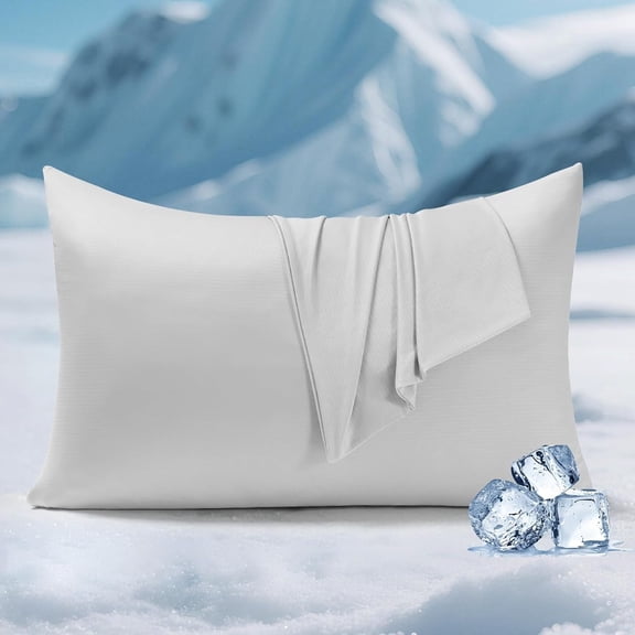 LQSEO Silver Infused Cooling Pillow Cases for Hot Sleeper,Standard 2Pack,Arc-Chill 3.0 Cool Tech Q-Max>0.5,Odor Resistant&Breathable Fabric,Hidden Zipper,Softer Than Silk for Hair&Skin,Gray