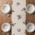 thumbnail image 4 of Table Runner 72 Inches Long for Kitchen Dining, Pink Blue Floral Dresser Scarf Farmhouse, Dining Table Decorations for Wedding/Parties, Butterflies Retro Oil Painting 16 x 72 In, 4 of 8