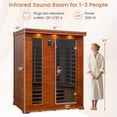 thumbnail image 3 of Costway 1-3 People Far Infrared Wooden Sauna Room for Home with Bluetooth Speakers, 3 of 10