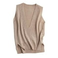 thumbnail image 4 of Vedolay Sweater Vest Womens Sweater Vest Fall Winter V Neck Button Down Sleeveless Knit Vest Top,Khaki One Size, 4 of 5
