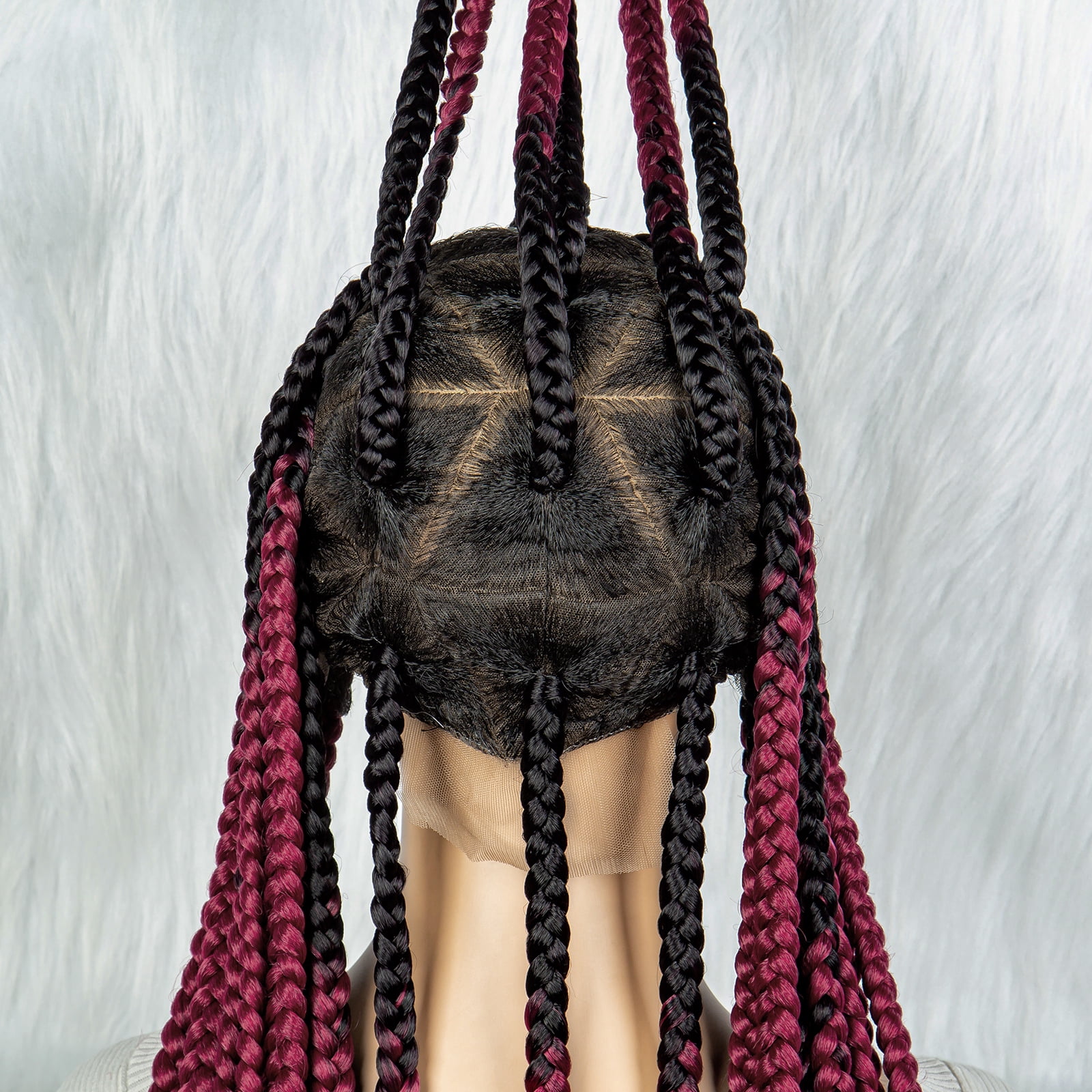 Braided Wigs for Women Full Double Lace Braided Wigs Knotless Box Synthetic Lace Front Braided Wigs Cornrow Braids with Baby Hair Handmade Braided Wigs 32 inches (OT/BUG Color)