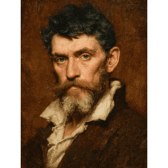 Antique Gentleman Portrait Canvas Print, Vintage Moody Rustic Fine Art, Classic Wall Decor