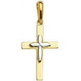 thumbnail image 4 of 14k Two Tone Gold Religious Cross Pendant Charm Singapore Necklace Chain Set (20), 4 of 5
