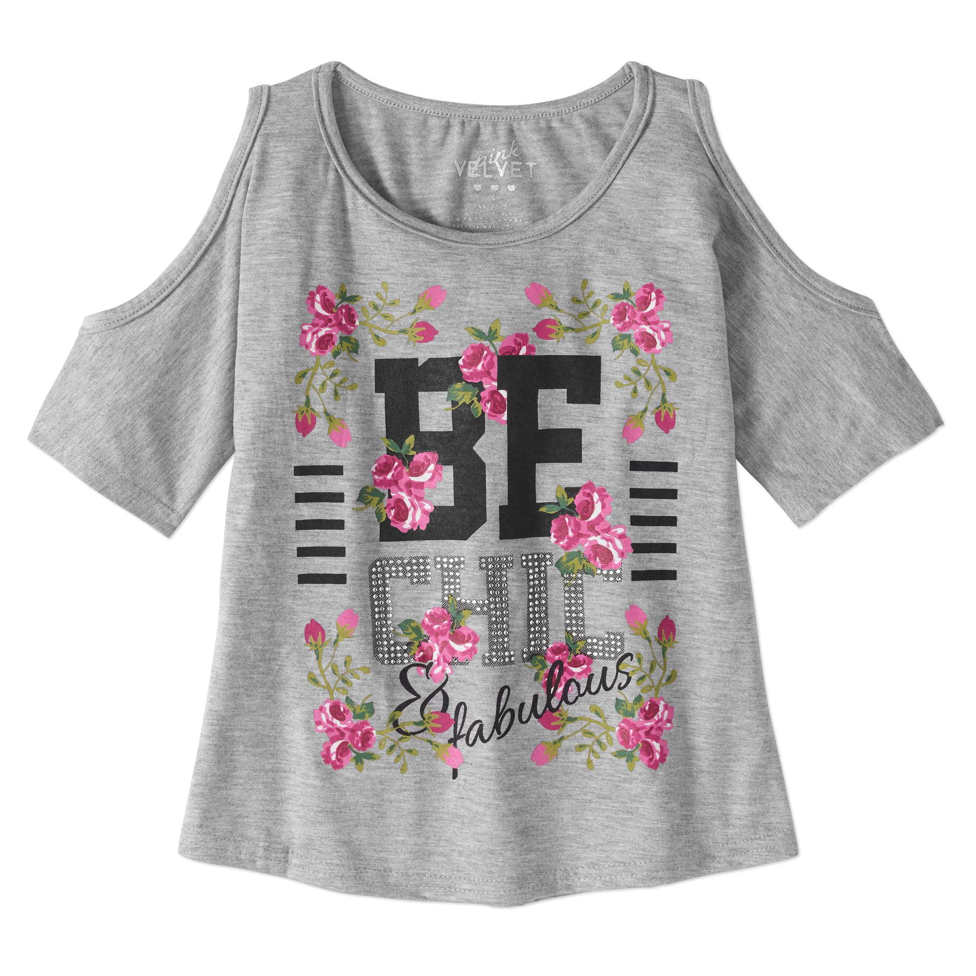 Pink Velvet Little Girls' 46X Cold Shoulder Graphic TShirt With