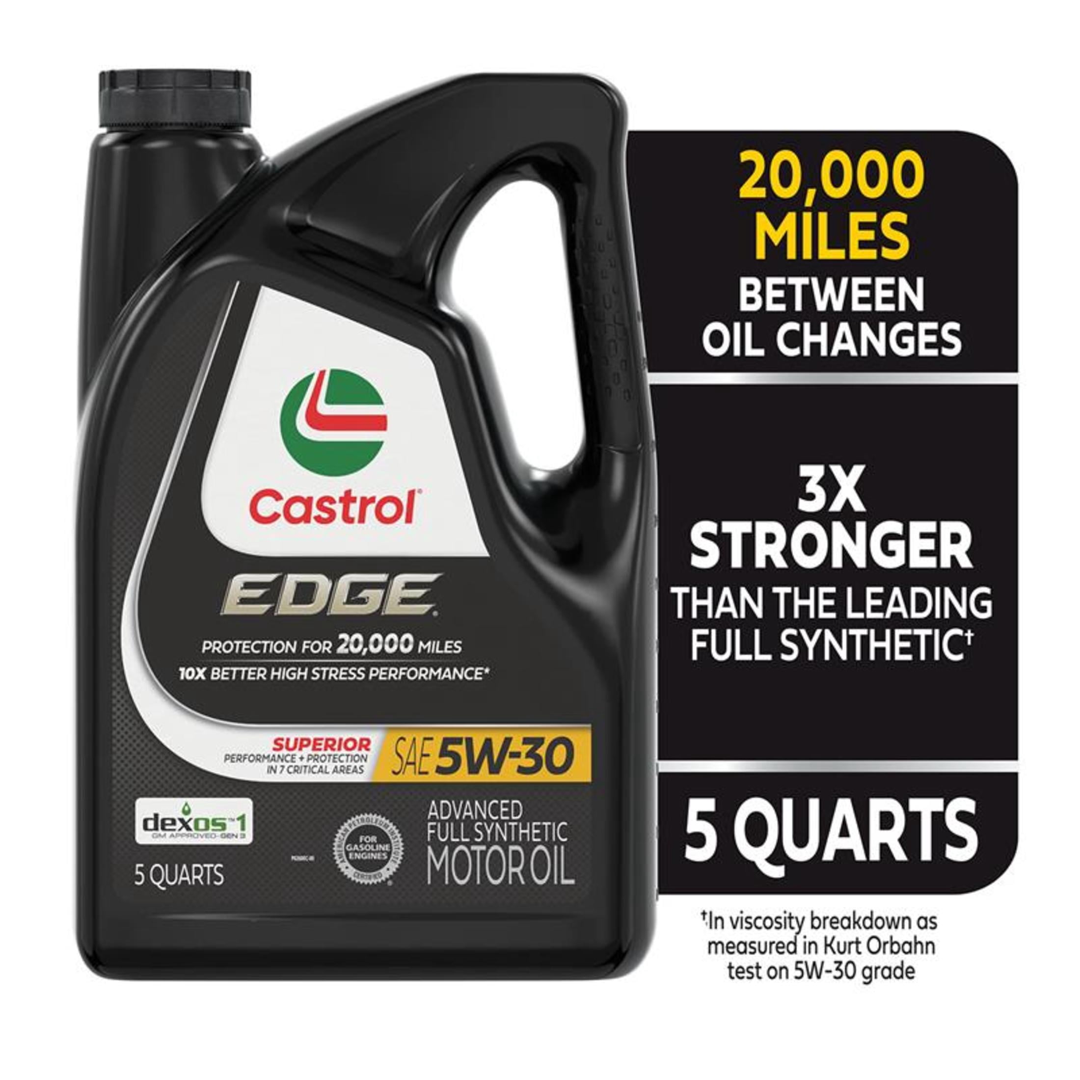 Castrol EDGE 5W-30 Advanced Full Synthetic Motor Oil, 5 Quarts, Case of 3