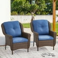 thumbnail image 2 of PARKWELL Outdoor Patio Wicker Chairs Set of 2,Weather Resistant Rattan Lounge Armchairs with Deep Seat Anti-Slip Cushion,Navy, 2 of 10