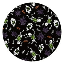 44in Pumpkin Ghost Round Halloween Tablecloth with Elastic Edge, Fitted Table Cover for 36-44" Tables, Polyester Reusable Table Cloths Wipe Clean for Picnic, Dining, Outdoor Use and Party Decor