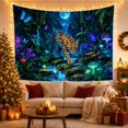 thumbnail image 3 of Spotted Jaguar in a Bioluminescent Tropical Jungle Mystical Fantasy for Nature Lovers Wildlife Wall Art Christmas Gift Tapestry Wall Hanging for Bedroom, Living Room and Dorm, 3 of 7