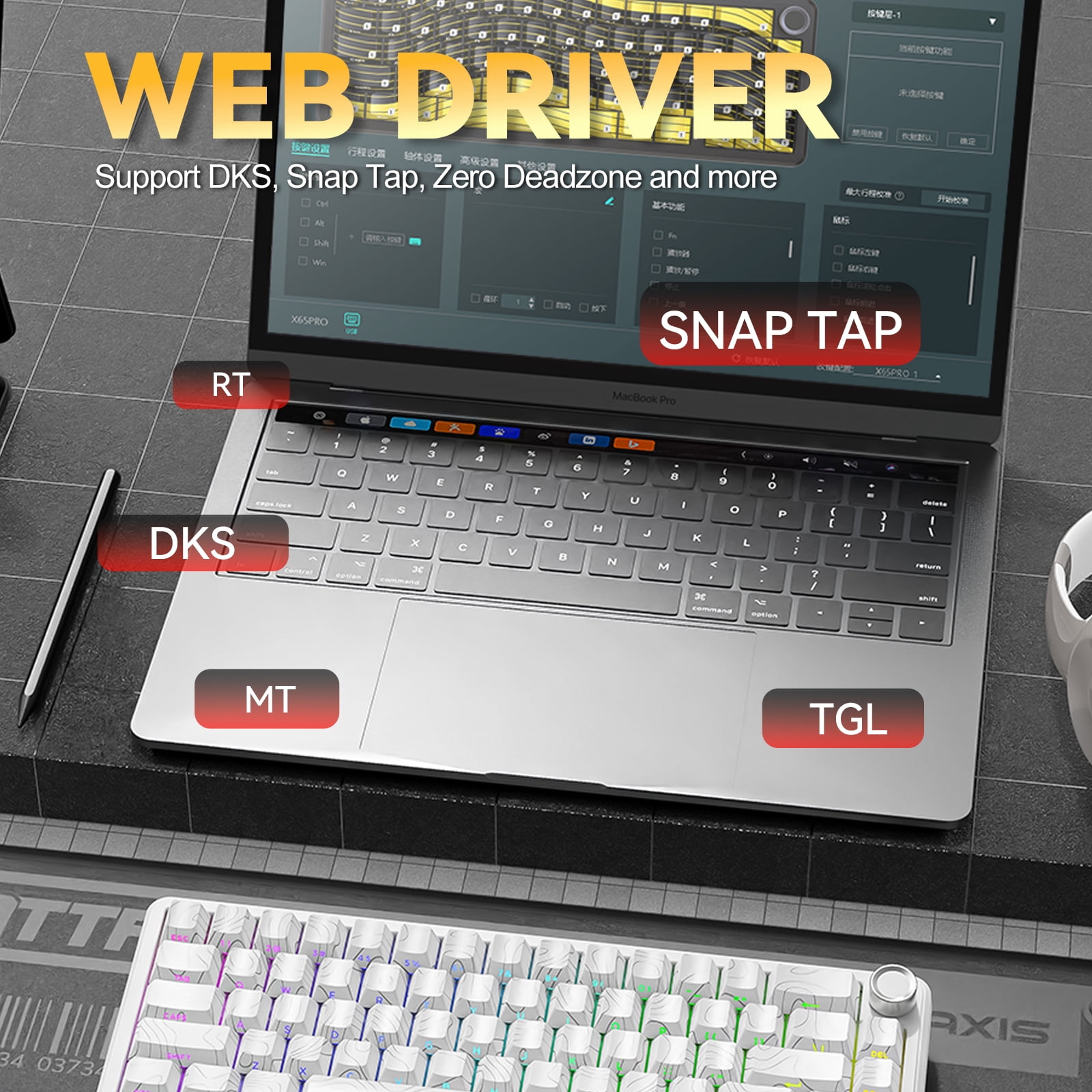 ATTACK SHARK X65PRO HE Wireless Rapid Trigger Keyboard Magnetic Switch 60% Wireless Magnetic Keyboard With 0.01mm RT Accuracy, Support RT/Snap Tap/DKS/MT/TGL