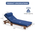 thumbnail image 3 of 78.8'' Outdoor Patio Chaise Lounge Chair, Acacia Wood Adjustable Recliner with Headrest and Retractable Side Tray, 3-Position Backrest, 400 lbs Capacity for Poolside Garden Beach, 3 of 7