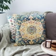 thumbnail image 2 of Boho Vintage Throw Pillow Cover Carpet Pattern Antique Denim Blue Ethnic Decorative Pillow Cases Home Decor Square 18x18 Inches Pillowcase, 2 of 6