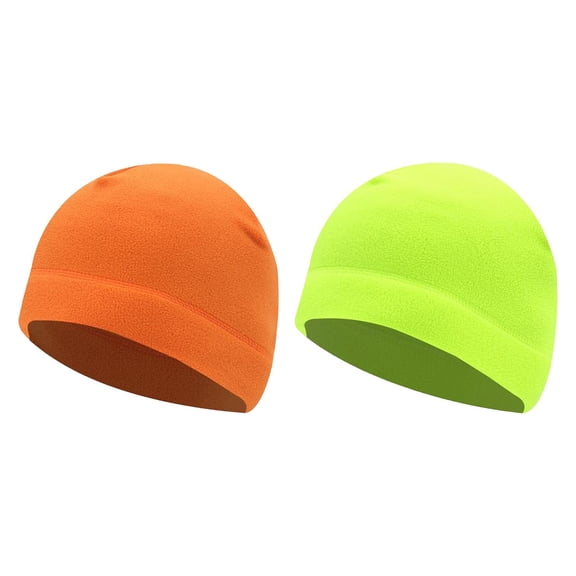 Yunhgft 2pcs Men Women Winter Beanie Caps Skull Hats Headwear Caps for Outdoor, Skiing, Green Orange