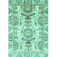 thumbnail image 1 of Ahgly Company Machine Washable Indoor Rectangle Abstract Turquoise Blue Modern Area Rugs, 7' x 10', 1 of 4