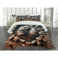 thumbnail image 3 of Ambesonne Lion Quilted Bedspread Set 3 Pcs, Brick Wall and Classical Pose, Queen Size, Ginger Coconut, 3 of 5