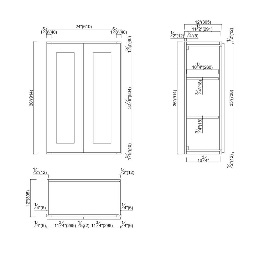 Design House Brookings Ready to Assemble Shaker Style Wall Kitchen Cabinet (24" x 36" x 12"), Espresso