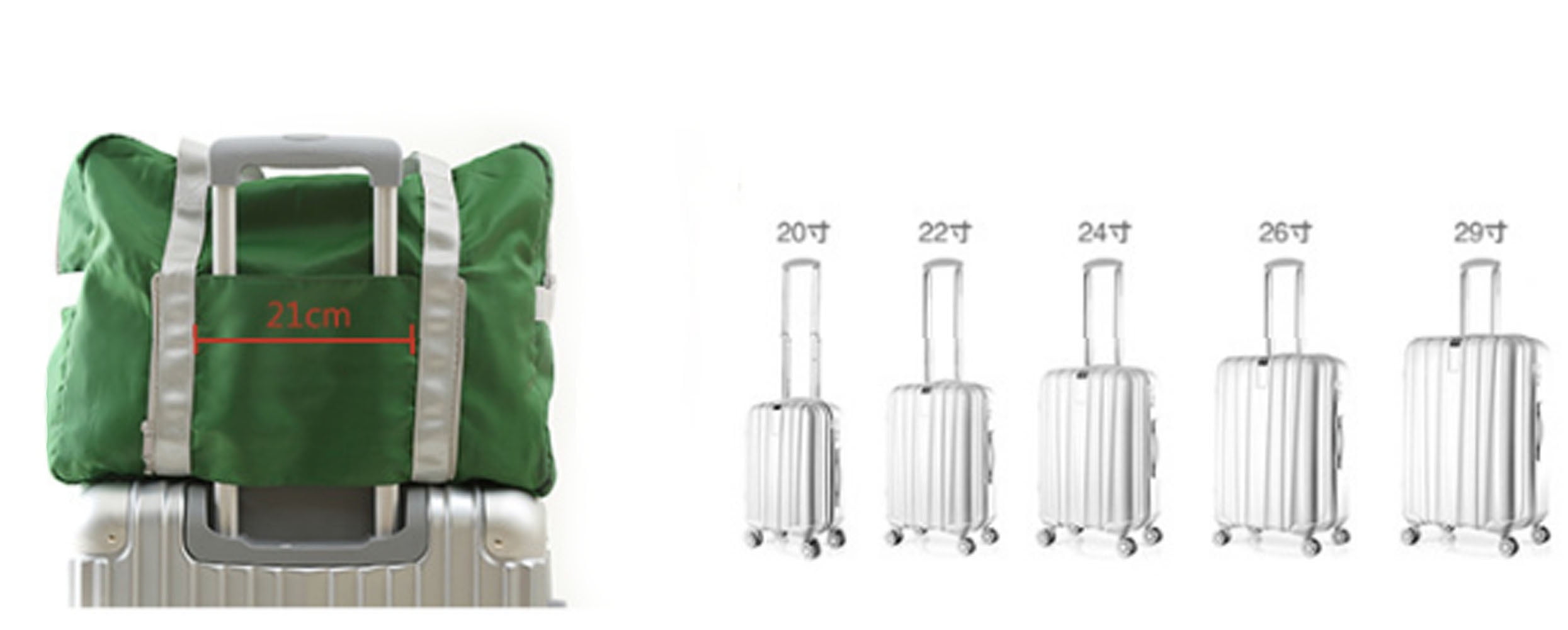 Zzfab folded Up Small Light Weight Heavy Duty Big Travel Bag Green