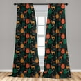 thumbnail image 5 of Ambesonne Autumn Curtains, Wild Forest Season Gazelle, Pair of 28"x95", Amber and Jade Green, 5 of 5