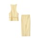 thumbnail image 5 of HH TRAF Conjunto de moda para mujer, camiseta sin mangas con escote en V amarillo y botonadura sencilla + falda con cinturón y bolsillo de cintura alta, traje de verano para mujer a la moda, 5 of 5