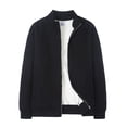 thumbnail image 1 of Pisexur Mens Jacket Winter Zipper Solid Color Fleece Jacket Lapel Long Sleeve Warming Jacket Casual Oversized Mens Coat Outerwear Plus Size M-4XL, 1 of 1