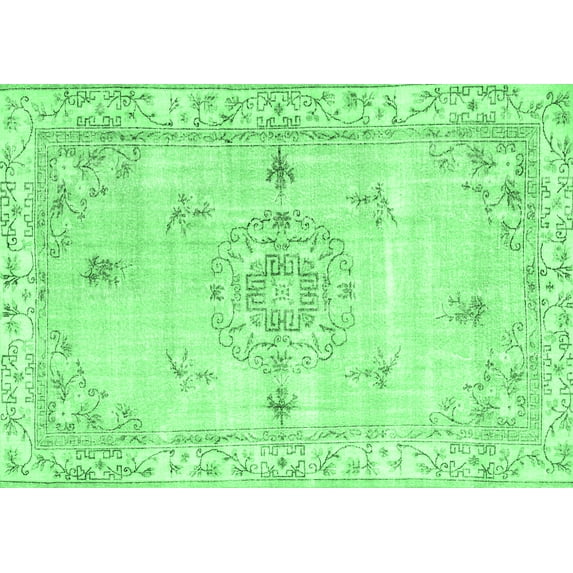 Ahgly Company Indoor Rectangle Abstract Emerald Green Contemporary Area Rugs, 2' x 3'