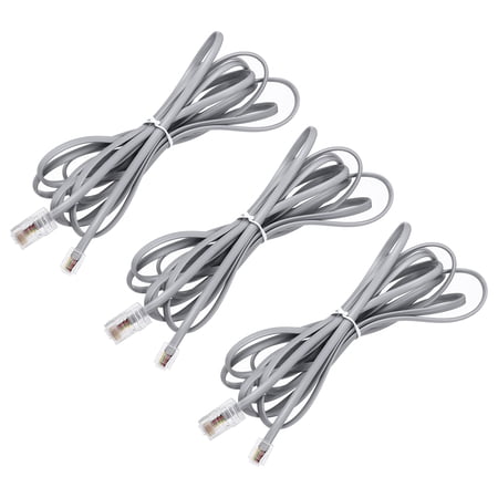 Uxcell 3 Pack RJ45 8P4C to RJ11 6P4C Adapter Converter Cable, RJ45 to RJ11 Adapter Telephone Handset Cord for Home, Office, 9.8ft, Grey