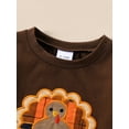thumbnail image 4 of Binshrliy Infant Boy Girl Boy Thanksgiving Outfits Clothes 6M 12M 18M 24M 3T 4T Kids Boy Girl Embroidery Long Sleeve T-Shirts + Plaid Pants 2Pcs Thanksgiving-themed Clothing Costume for Toddler, 4 of 6