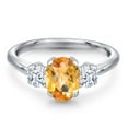 thumbnail image 3 of Gem Stone King 1.75 Ct Oval Checkerboard Yellow Citrine 925 Sterling Silver Ring, 3 of 6