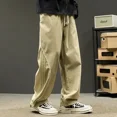 thumbnail image 4 of Pantalones Cargo Anchos Negros para Hombre Otoño Rectos Ropa Técnica Moda Harajuku Ajuste Regular Estilo Coreano Diseñador Casual, 4 of 5