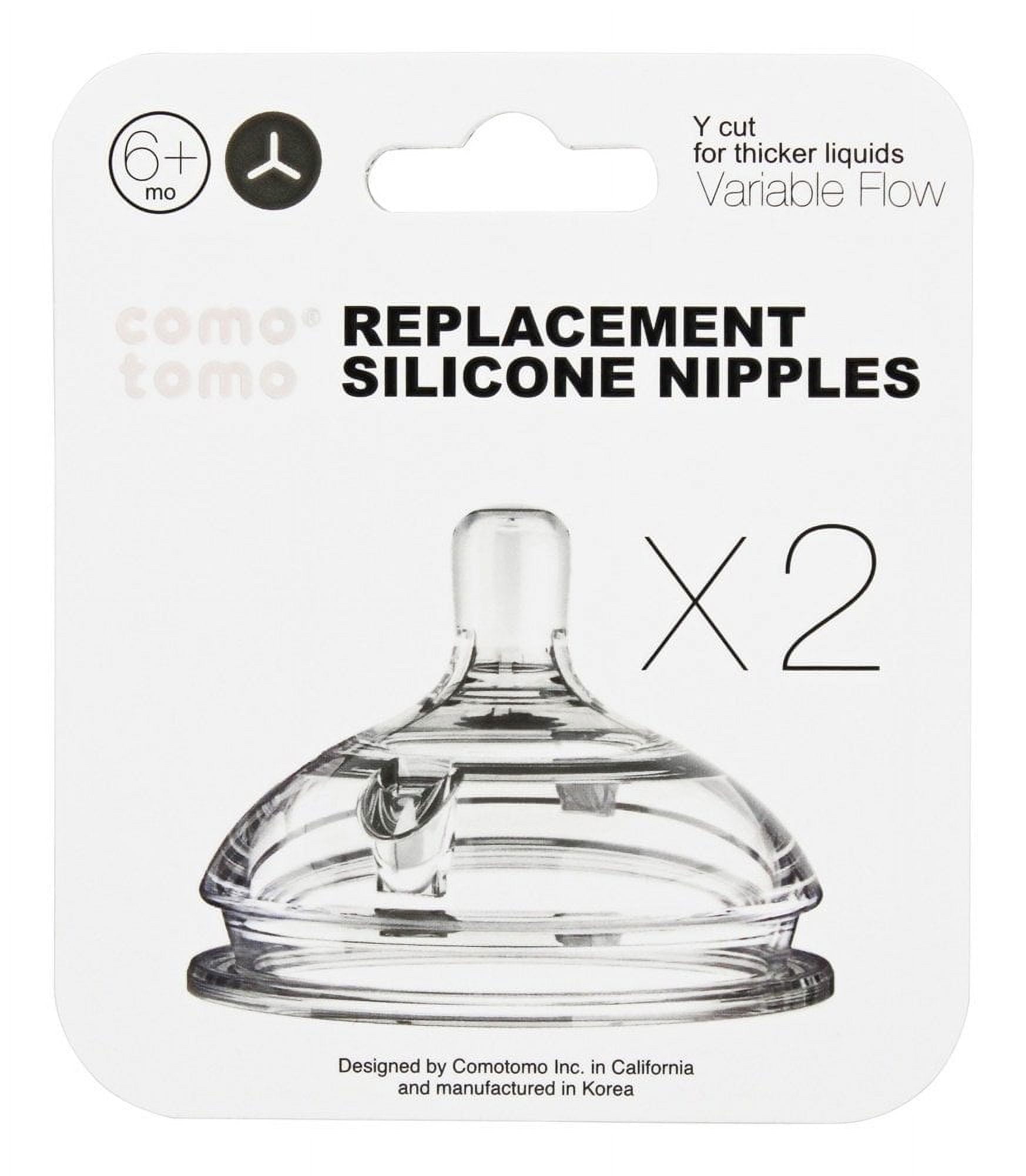 Comotomo Silicone Replacement Nipples, Variable Flow (Y-cut, thicker fluids)