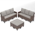 thumbnail image 4 of ELPOSUN Outdoor Patio Sectional 3-Seater Sofa Set of 2,6 Pieces All Weather Wicker Patio Furniture Set High Back Patio Couch with Ottomans for Porch,Garden,Backyard,Brown&Gray, 4 of 8