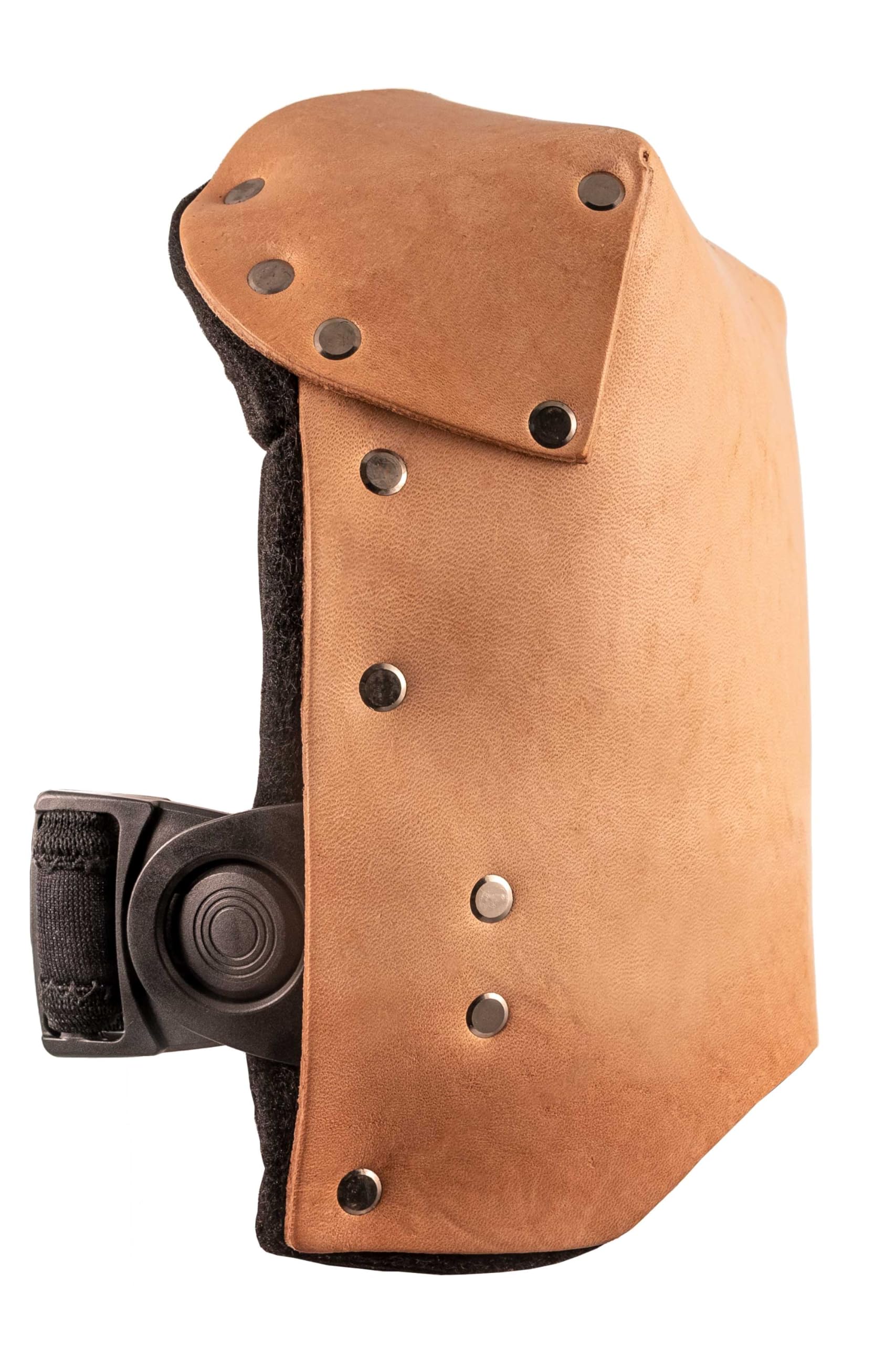 ALTA 30914 Leather Deluxe Knee Protector Pad with Neoprene Strap, Buckle, Capless, Beige CA2