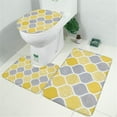 thumbnail image 2 of Yellow and Gray Geometric Quatrefoil Pattern Bathroom Rugs Sets 3 Piece,Toilet Cover Set,Absorbent Non Slip Bathroom Mats Sets with U-Shaped Contour Rug Toilet Rug Set, 2 of 5