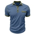 thumbnail image 5 of Qwertyu Men's Short Sleeve Polo Shirts Casual Lightweight Collared Button T-Shirt Classic Short Sleeve Golf Shirt with Pockets Dark Blue M, 5 of 7