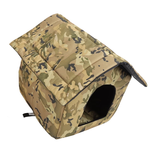 Maison pour Chat et Chien d'Extérieur, Maison pour Chat Sauvage Portable, Résistante aux Intempéries, Imperméable et Polyvalente pour Balcon Vert, Jaune