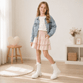 thumbnail image 5 of Girls Combat Boots, Lace-Up Mid-Calf Riding Boots with Side Zipper and Lug Sole, Little/Big Kids, 5 of 6
