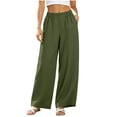 thumbnail image 2 of Axiiglly Women's Casual Cotton Pants, Elastic Waist Stretch Work Pants with Pockets, Solid Color Outdoor Hiking Trousers, S-3XL, 2 of 7
