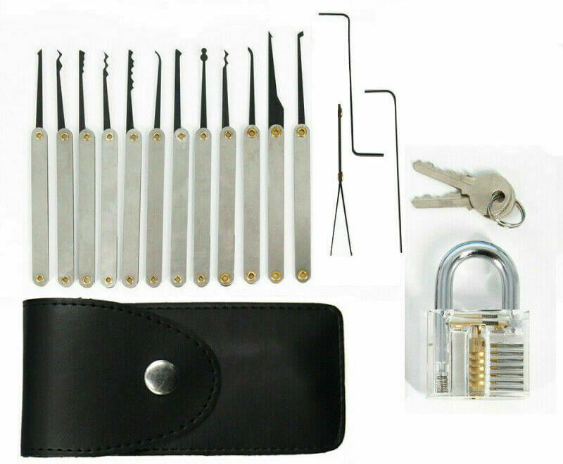Storage 15Pcs Unlocking Lock Practice Lockpick Set Key Extractor Tool 
