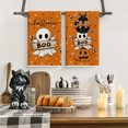 thumbnail image 3 of Sm:)e Orange Cat Pumpkin Ghost Halloween Kitchen Towels Dish Towels, 18x26 Inch Bats Jack-O'-Lantern Decoration Hand Towels Set of 2, 3 of 6