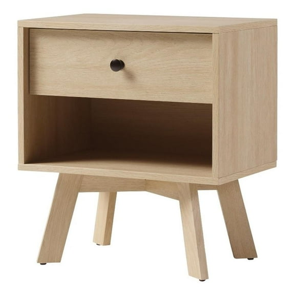 Pemberly Row 1-Drawer Mid-Century Wood Nightstand in Coastal Oak