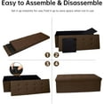 thumbnail image 4 of VibrantEcho 43 Inches Folding Storage Ottoman Bench, Storage Chest, Footrest for Entryway, Living Room, Holds up to 660 lb, Brown, 4 of 12