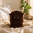 thumbnail image 4 of Gumesh Highland Cow Stuffed Animal Plush Toy - Cute Fluffy Brown Plushie - Soft Cotton Farm Animal Toys for Kids Girls Boys - Kawaii Room Decor Birthday, 4 of 8
