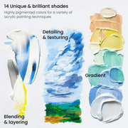 Arteza Acrylic Artist Paint, Multicolor, Set of 14, 120 mL