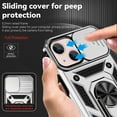 thumbnail image 3 of iPhone 13 Case,Dteck Shockproof Rubber Rugged Case Hybrid Hard Ring Holder Kickstand Slide Camera Lens Protector Cover for Apple iPhone 13,Silver, 3 of 8